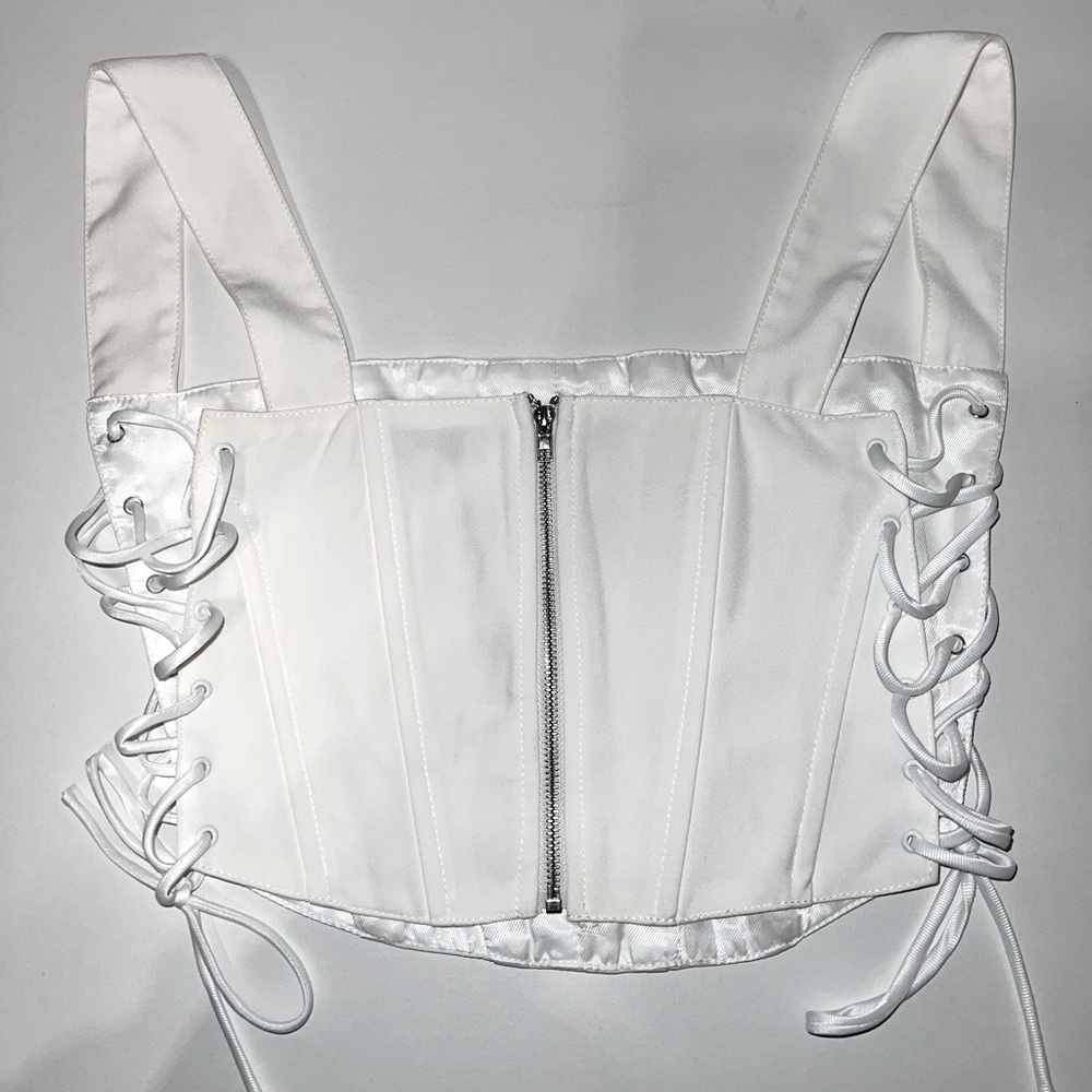 Fashion Nova White Corset Crop Top Size:Small